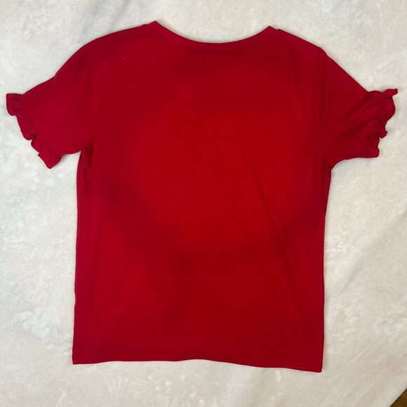 Fashion Red Flutter Sleeve T Shirt Women Medium - Picture 3 of 12